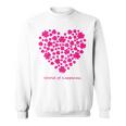 世界中の幸せを願う 可愛い ハート ピンク クローバー 反戦 平和 バックプリント スウェットシャツ
