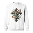 十字架 スピリチュアル キリスト 花 イエス 信仰 十字架 十字架 長袖tシャツ スウェットシャツ