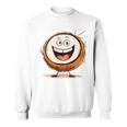 幸せな笑顔のココナッツの顔の漫画 長袖tシャツ スウェットシャツ