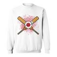 日本のクリケットラケットとボールの旗 長袖tシャツ スウェットシャツ