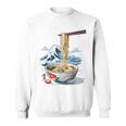 日本の麺スープ ラーメン 浮世絵 日本波 ヴィンテージ スウェットシャツ