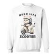 猫 ネコ 白猫 イラスト 原付 スクーター バイク 猫好き バイク好き かわいい おもしろ レトロ Neko Life 長袖tシャツ スウェットシャツ