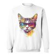猫 動物 抽象 モチーフ サングラス イラスト アート ネコ スウェットシャツ