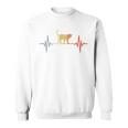 猫心電図心拍オールドスクールルックアニマル 長袖tシャツ スウェットシャツ