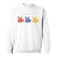 耳結びうさぎ 赤青黄 Cぽむこ かわいい うさぎ キャラクター 長袖tシャツ スウェットシャツ