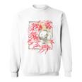 赤いクモのユリの花 日本の頭蓋骨 オタクのバックプリント スウェットシャツ