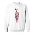 鹿 人間 アート カラフル 動物 絵画 グラフィック 鹿 スウェットシャツ