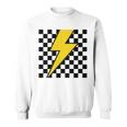 黄色の稲妻チェッカー審美的レーシング 長袖tシャツ スウェットシャツ
