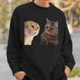 2匹の猫がミームを話す 長袖tシャツ スウェットシャツ 彼への贈り物