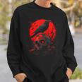 Black Gothic Raven Skull Red Moon Graphic Black Crow Sweatshirt Gifts for Him