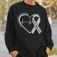 Brain Tumor Awareness Heart Brain Cancer Gray Ribbon Support Sweatshirt Gifts for Him