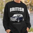 British Classic Car ダークブルー ミニスポーツカー スウェットシャツ 彼への贈り物