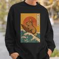 Capybara Surfing Japanese Sweatshirt Gifts for Him Capybara Surfing Japanese Sweatshirt Gifts for Him