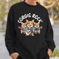 Corgis Rock かわいいコーギー犬トリオ ロックアウト ギターを弾く スウェットシャツ 彼への贈り物