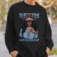 Denim And Diamonds African Melanin Cowgirls Western Sweatshirt Gifts for Him