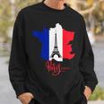 Enjoy Travel Paris France Flag & Eiffel Tower Graphic スウェットシャツ 彼への贈り物