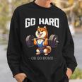 Go Hard Or Go Home 柴犬 犬 ウエイトリフティング フィットネス ジム スウェットシャツ 彼への贈り物