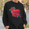 I Love Miami Miami Love Heart & Roses Illustration Graphic スウェットシャツ 彼への贈り物