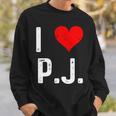 I Love Pj PJ ハート アンティーク調 長袖tシャツ スウェットシャツ 彼への贈り物