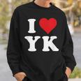 I Love Yk Initials I Heart YK First Last Name Y K スウェットシャツ 彼への贈り物