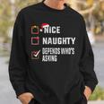 Nice Naughty Depends Who's Asking クリスマスリスト サンタ クリスマス スウェットシャツ 彼への贈り物