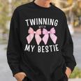 Pink Bow Twinning With My Bestie Twin Matching Twins Friends Sweatshirt Gifts for Him