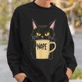 おかしな猫 コーヒーマグと黒猫 Nope スウェットシャツ 彼への贈り物