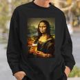 おもしろビールモナリザ絵画アートママパパ。 スウェットシャツ 彼への贈り物