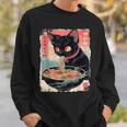 かわいい 黒猫 ラブ ラーメン カワイイ ねこ アニメ 日本語 スウェットシャツ 彼への贈り物