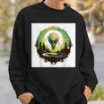 かわいいグリーンエイリアンヘッドufoスペースフェイス スウェットシャツ 彼への贈り物
