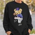 かわいいテディベア 野球ジャグ スウェットシャツ スウェットシャツ 彼への贈り物