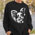 かわいい覗くパピヨン犬のグラフィック デザイン スウェットシャツ 彼への贈り物