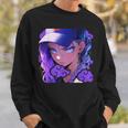 アニバエオタク美少女アニメ少女 紫髪ミステリアス スウェットシャツ 彼への贈り物