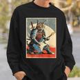 アニメ 日本の侍猫 エレキギターを弾くアートワーク スウェットシャツ 彼への贈り物