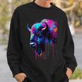 アメリカンバイソンカラーポップアート 美しいアメリカンバイソン愛好家 スウェットシャツ 彼への贈り物
