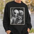 アライグマとエイリアンセルフィー、Ufo&地球写真、面白いエイリアン スウェットシャツ 彼への贈り物