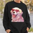 イングリッシュクリーム ゴールデンレトリバー ママギフト ハート メガネ ラブ スウェットシャツ 彼への贈り物