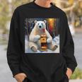 ウイスキーが飲みたいと目で訴える白熊 半袖 男女兼用 スウェットシャツ 彼への贈り物
