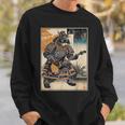 エレキギターを弾く日本の侍猫 浮世墨アート スウェットシャツ 彼への贈り物