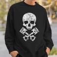 オートバイのホットロッドスカルとクロスボーンピストン スウェットシャツ 彼への贈り物