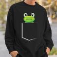 カエルポケットにカエルポケットペットカエルグリーンカエルポケット スウェットシャツ 彼への贈り物