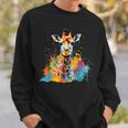 カラフルなキリン 動物 恋人 スプラッシュアート スウェットシャツ 彼への贈り物