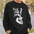 ギターを弾くロック猫 面白いギター猫 スウェットシャツ 彼への贈り物
