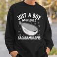 サカバンバスピスの面白い魚ミームが大好きなジャスト・ア・ボーイ スウェットシャツ 彼への贈り物