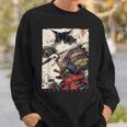 サムライ 猫戦士 浮世 墨絵 猫 サムライ スウェットシャツ 彼への贈り物