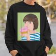 ドーナツショップ ポップアート ポートレート ロジックロックスター キュート ドーナツ ガールフレンド ドーナツ スウェットシャツ 彼への贈り物
