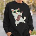 ハワイアンウケ猫遊びウクレレバッジポケット スウェットシャツ 彼への贈り物