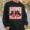 ハートのある黒猫 バレンタインデー アートペインティング スウェットシャツ 彼への贈り物