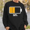 バッテリーハーフ残量50 バッテリーデッドtシャツ バッテリー残量が少ない スウェットシャツ 彼への贈り物