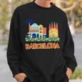 バルセロナの象徴的な建物とサグラダファミリア カラフル スウェットシャツ 彼への贈り物